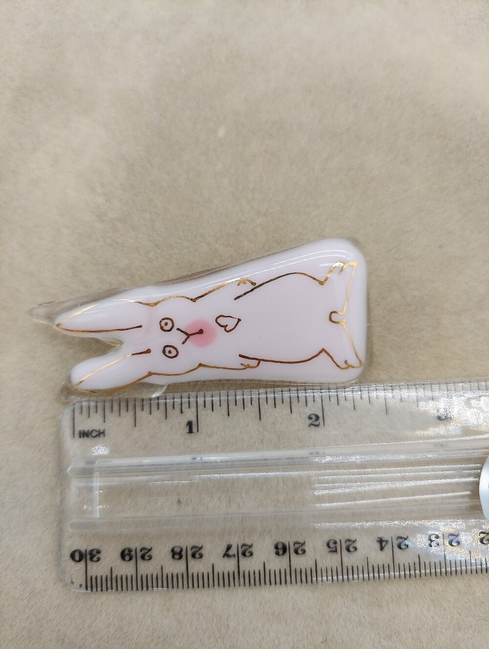 Handmade Glass Rabbit Brooch Cute Unique - Picture 3 of 3